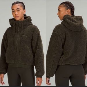 NWT dark olive lululemon reversible hooded fleece jacket